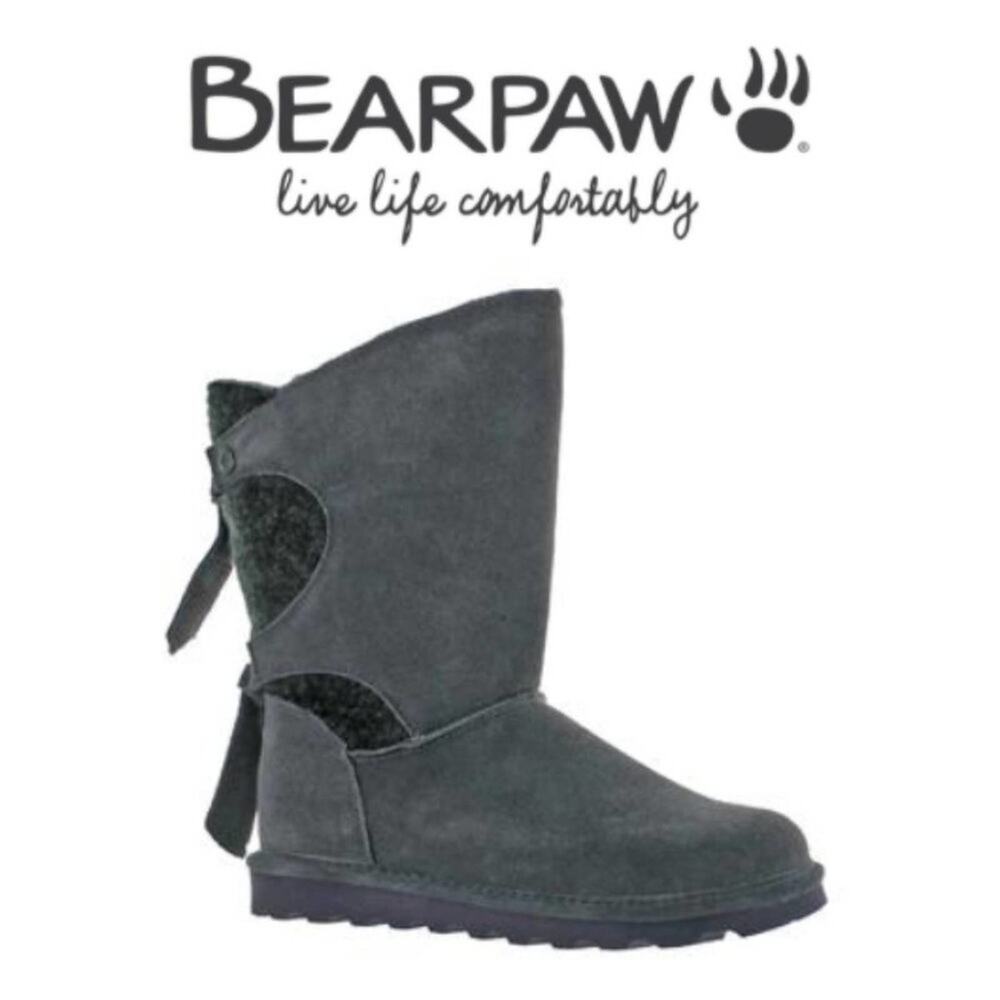 BEARPAW WILLOW gray suede winter boots size 10